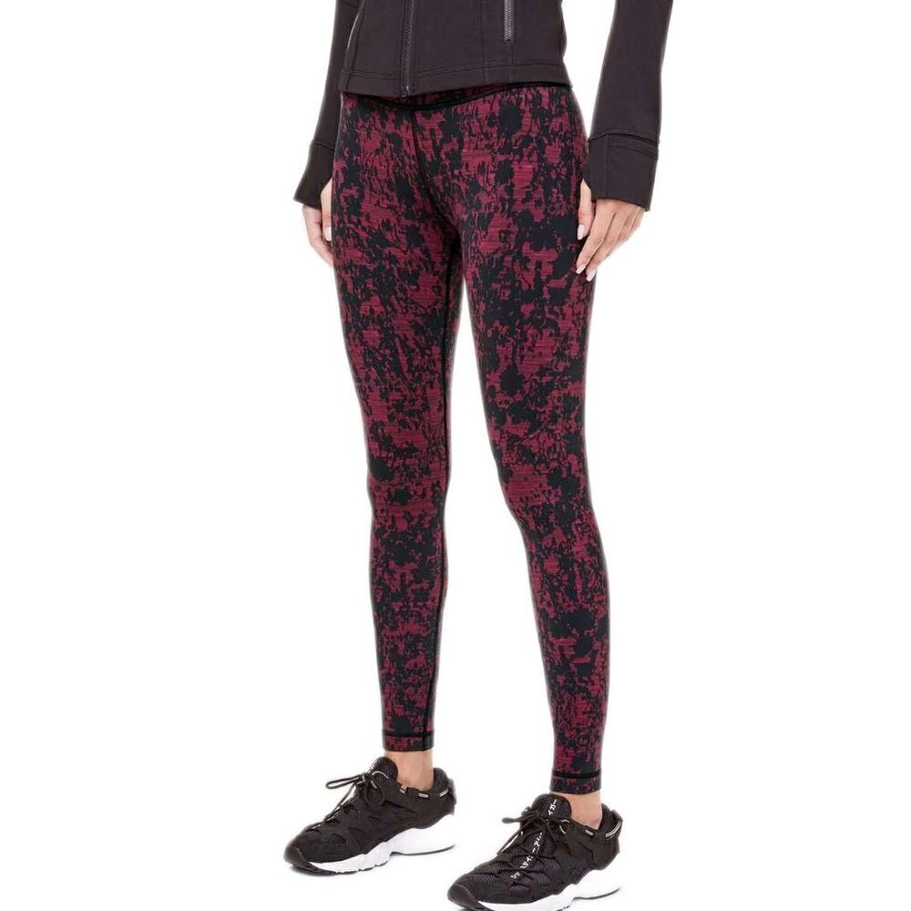 Lululemon Wunder Under Hi-Rise Tight 28" Scatter Blossom Jacquard Garnet Black
